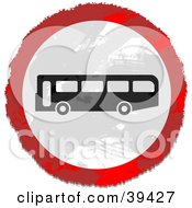 Clipart Illustration Of A Grungy Red White And Black Circular Bus Sign