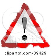 Clipart Illustration Of A Grungy Red White And Black Triangular Exclamation Point Sign