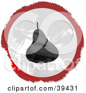 Poster, Art Print Of Grungy Red White And Black Circular Pear Sign
