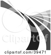 Clipart Illustration Of A Wave Of Black White And Gray Lines Curving Up And To The Left