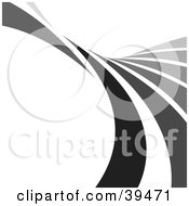 Poster, Art Print Of Wave Of Black White And Gray Lines Curving Up And To The Left