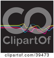Clipart Illustration Of Squiggly Waves Of Color On A Dark Brown Background