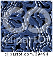 Clipart Illustration Of A Twisting And Curving Blue Chrome Abstract Background