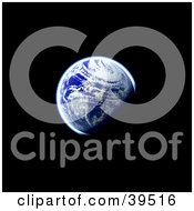 Clipart Illustration Of A Distant View Of Our Planet Earth In The Blackness Of Outer Space