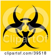 Black Biohazard Warning Symbol On A Bright Yellow Background