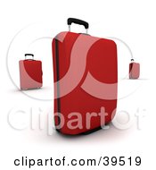 Clipart Illustration Of Three Red Rolling Suitcases by Frank Boston
