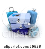 Clipart Illustration Of Sunglasses And Gloves Resting On Top Of Blue Luggage by Frank Boston
