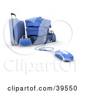 Clipart Illustration Of A Computer Mouse Connected To Bllue Suitcases by Frank Boston