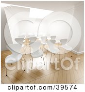 Clipart Illustration Of Empty White Office Chairs Prepared For A Seminar In A Bright Office