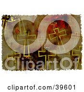 Poster, Art Print Of Background Of Grungy Crosses In Brown And Yellow