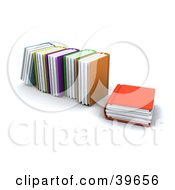 Poster, Art Print Of Orange Library Book Resting Beside Standing Books