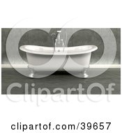 Poster, Art Print Of Classic Roll Top Bath Tub With Taps With Shower Attachments