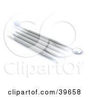 Clipart Illustration Of Organized Silver Dental Tools by KJ Pargeter