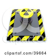 Clipart Illustration Of A Yellow Radioactive Push Button On A Control Panel by KJ Pargeter