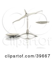 Clipart Illustration Of A Tipped Scale On A Reflective White Surface by KJ Pargeter