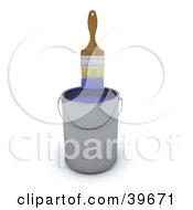 Clipart Illustration Of A Brush Suspended Over A Can Dripping Blue Paint