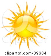 Clipart Illustration Of A Bright And Shiny Orange And Yellow Summer Sun