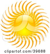 Clipart Illustration Of A Bright And Shiny Orange And Yellow Summer Sun With Many Rays