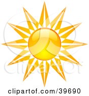 Poster, Art Print Of Stary Like Bright And Shiny Orange And Yellow Summer Sun