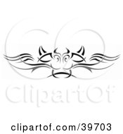 Clipart Illustration Of A Black Dragon Face Lower Back Tattoo Or Website Header Design Element by dero