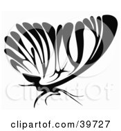 Clipart Illustration Of A Black And White Butterfly In Profile