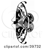 Clipart Illustration Of A Small Black And White Butterfly Or Moth With Its Wings Open by dero