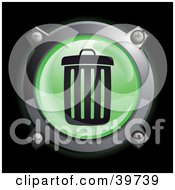 Poster, Art Print Of Chrome And Green Trash Can Icon Button
