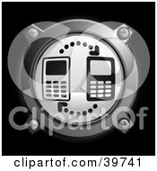 Poster, Art Print Of Chrome And Gray Networking Cell Phones Icon Button