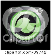 Poster, Art Print Of Chrome And Green Recycle Or Green Energy Icon Button