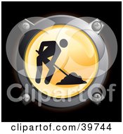 Clipart Illustration Of A Chrome And Yellow Road Construction Digging Icon Button