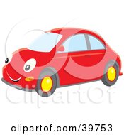 Happy Red Compact Car With Big Eyes