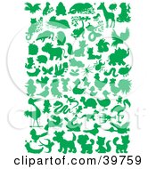 Poster, Art Print Of Green Silhouetted Animals