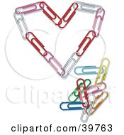 Heart Made Of Pink Red And White Paperclips