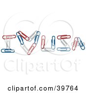 Poster, Art Print Of Patriotic Red White And Blue Paperclips Spelling Out I Heart Usa