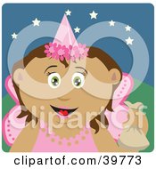 Poster, Art Print Of Tooth Fairy In Pink Holding Up A Bag