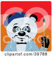 Poster, Art Print Of Blue Eyed Artist Giant Panda Bear Holding A Paintbrush