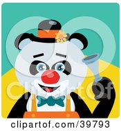 Poster, Art Print Of Blue Eyed Male Circus Clown Giant Panda Bear Honking A Horn