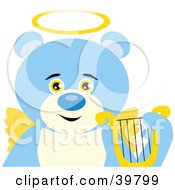 Poster, Art Print Of An Angelic Teddy Bear With Golden Wings And A Halo