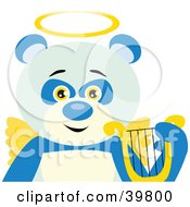 Poster, Art Print Of An Angelic Panda Bear With Golden Wings And A Halo