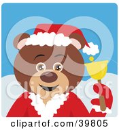 Poster, Art Print Of Brown Charity Bell Ringer Teddy Bear In A Santa Suit