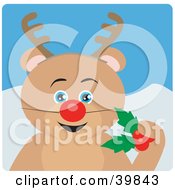 Poster, Art Print Of Blue Eyed Teddy Bear Disguised As Rudolph