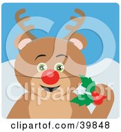 Poster, Art Print Of Green Eyed Teddy Bear Disguised As Rudolph
