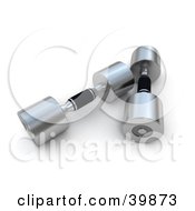 Clipart Illustration Of Two 3d Chrome Dumbbells