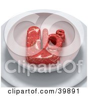 Clipart Illustration Of 3d Red Meat In The Shape Of Lbs On A Plate
