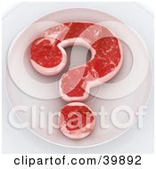 3d Red Meat In The Shape Of A Question Mark On A Plate