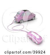 Clipart Illustration Of A Computer Mouse Attached To A Pink Compact Car by Frank Boston