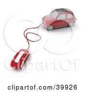 Clipart Illustration Of A Red Compact Car With A Computer Mouse Attached by Frank Boston