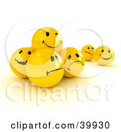 Clipart Illustration Of Moody 3d Smiley Frowny And Nervous Smiley Balls by Frank Boston #COLLC39930-0095