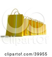 Clipart Illustration Of A Row Of Yellow 3d Shopping Bags
