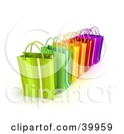 Clipart Illustration Of A Line Of Colorful 3d Shopping Bags